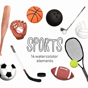 Malowane ręcznie sportowe cliparty - sprzęt - piłki - nauczyciel wychowania fizycznego clipart w klasie - baseball piłka nożna koszykówka golf - pobierz Komercyjne