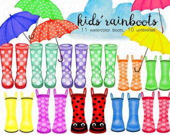 Children's rainboots - rainboot clip art - spring clip art - rainy day clipart - family rainboots - instant download - Commercial Use