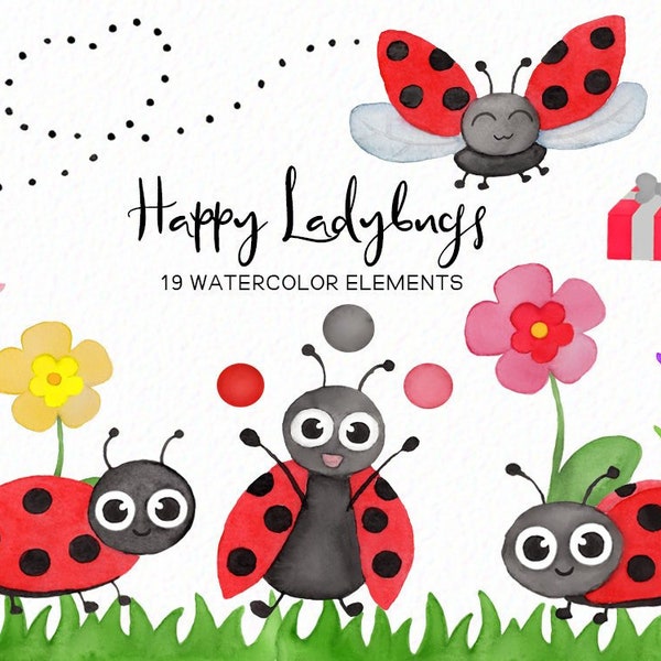 Clipart coccinelle - art pour enfants mignons - clipart école - clipart Saint Valentin - clipart fleur - téléchargement immédiat - Commerci