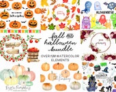 Fall Clipart Bundle - Rustic Pumpkins - Halloween clipart - pastel pumpkins ghosts witch - florals - fall clipart - instant - Commercial Use
