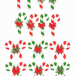 Watercolor Candy Cane Clipart Candy Canes Christmas Clipart Holiday ...