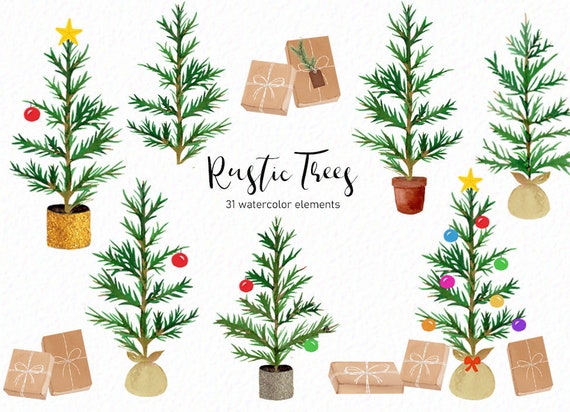 Rustic Trees Clipart Winter Clipart Christmas Clipart Christmas Trees  Rustic Trees Instant Download Commercial Use - Etsy