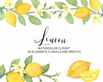 Lemon clip art - Watercolor lemons - fruit clip art - spring clip art - summer clip art watercolor fruit - instant download - Commercial Use