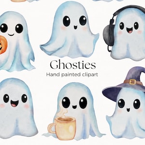 Handpainted Ghost watercolor clipart - ghost clipart - halloween - watercolor halloween - spooky clipart- cute ghosts - kids -download