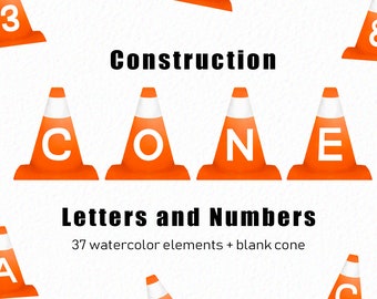 Construction Alphabet  and Numbers - Construction cone - builder clipart - boy clipart - alphabet clipart - instant download - Commercial