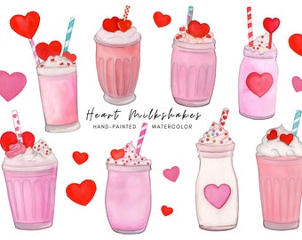 Valentine's clip art - milkshake clipart - ice cream clipart - dessert clipart - valentines treats - sundae clipart - instant - Commercial