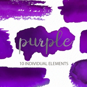 Purple and Silver Watercolor - Purple Brush strokes - splotches Watercolor brush clipart wedding clipart - download - Commercial Use