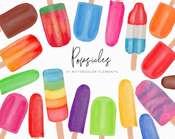 Handpainted Popsicle clipart - Watercolor ice cream- ice lollies clipart - summer clip art - food clip art watercolor sweets - Commercial