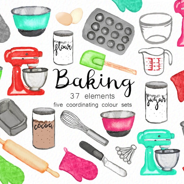 Clipart aquarelle de cuisson - clipart cuisine - nourriture - clipart de mixeur - clipart boulangerie - téléchargement immédiat - usage Commercial