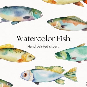 Handgeschilderd aquarel vis clipart - oceaan clipart - zee clipart - aquarel zalm - vissen clipart - mariene clipart - nautische clipart