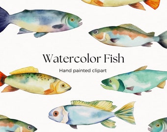 Handgemaltes Aquarell Fisch Clipart: Nautische Meer Kunst (Digitaler Download)