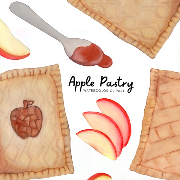 Watercolor Pie Clipart - Apple pie clipart - pastry clip art - pastry images - dessert clipart - bakery clip art - ethical - non-AI