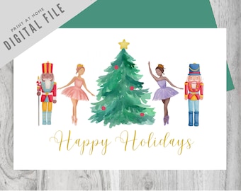 Printable Nutcracker Holiday card, digital christmas card, Holiday card, diy cards, printable card, digital download cards, instant card