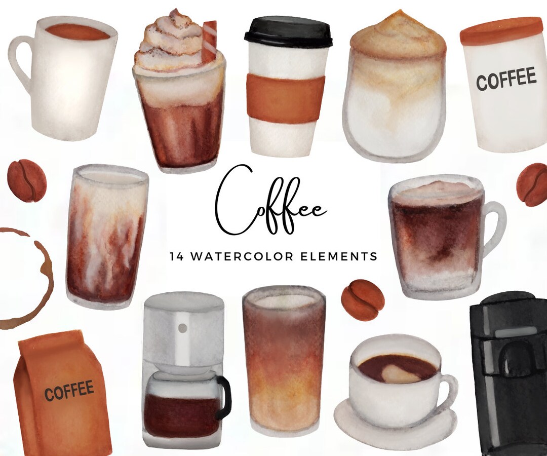 Watercolor Coffee Clipart Food Clip Art Cafe Clip Art Iced Coffee
