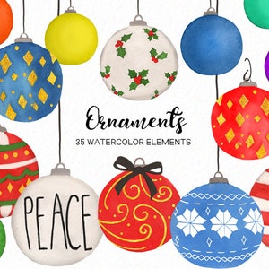 Christmas Ornament Clipart - Winter Clipart - Holiday Clipart - Ornament clipart - tree decorations - instant download - Commercial Use