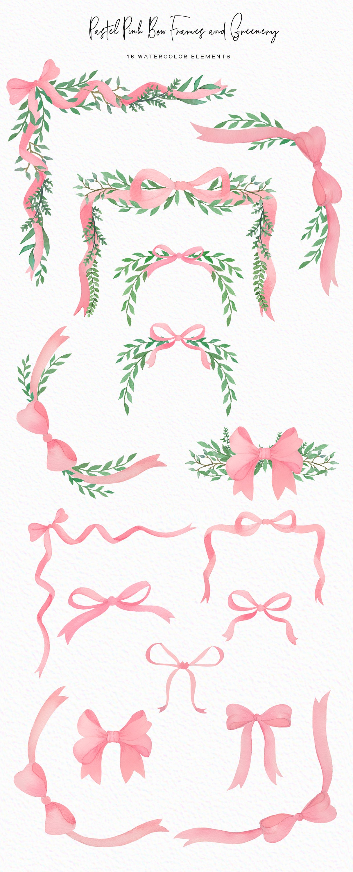 Watercolor Pastel Pink Bows Clipart PNG Pastel Ribbon Bow, Silk Bow, Bow  Frames Clipart, Girly Clipart, Cute Pink Bows commercial Use PNG 