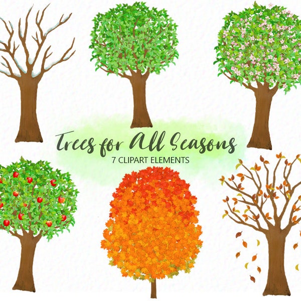 Seasonal Clipart - Seasonal Trees - fall clip art - spring clip art - summer clip art winter clipart - instant download - Commercial Use