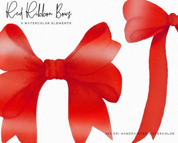 Red Bowns, Red Ribbons Watercolor (PNG) Graphic by FlipART · Creative  Fabrica