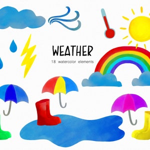 Handpainted Watercolor weather - rainboot clipart - spring clip art - rainy day clipart - watercolor rainboots -  download - Commercial Use