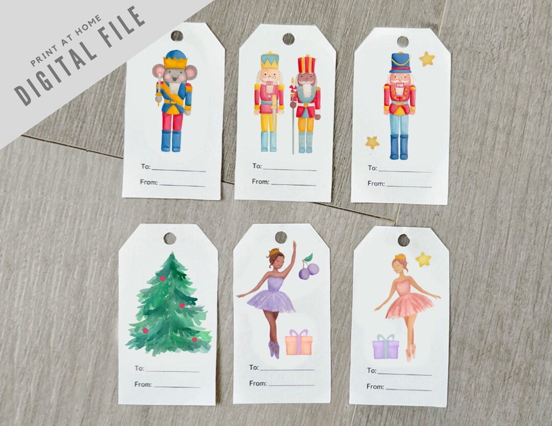Printable Nutcracker Gift Tags, Digital Christmas Gift Tags, Present ...
