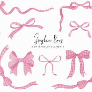 Clipart noeud vichy rose | Noeud cadres clipart | noeuds aquarelle | clipart bébé | clipart noeud rose | télécharger | Commerciale | non-IA