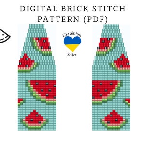 Watermelon bead earrings pattern pdf|brick stitch seed bead digital pattern|berry bead earrings|pdf pattern download|Ukraine|peyote scheme