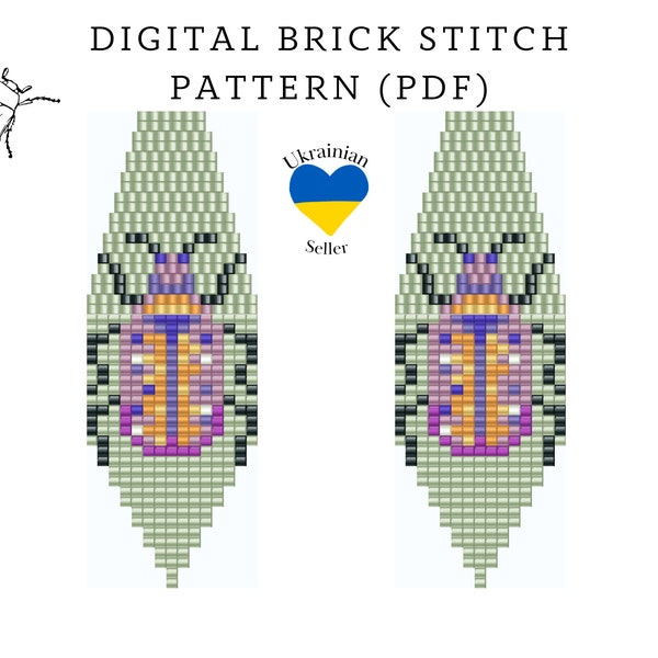 Beetle bead earrings pattern pdf|brick stitch seed bead digital pattern|boho bead earrings|pdf pattern download|Ukraine|citrus peyote scheme