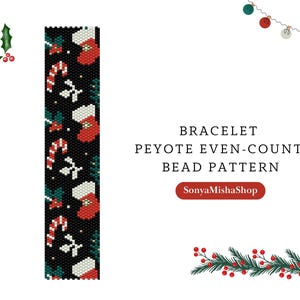Christmas bead bracelet peyote pattern pdf|xmas even peyote pattern|winter bead digital pattern|festive bead bracelet|xmas stocking bead