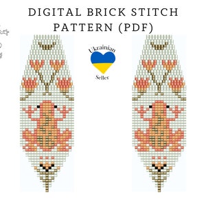 Frog bead earrings pattern pdfmoon brick stitch seed bead digital patternboho bead earringsflower pdf pattern downloadpeyote scheme image 1