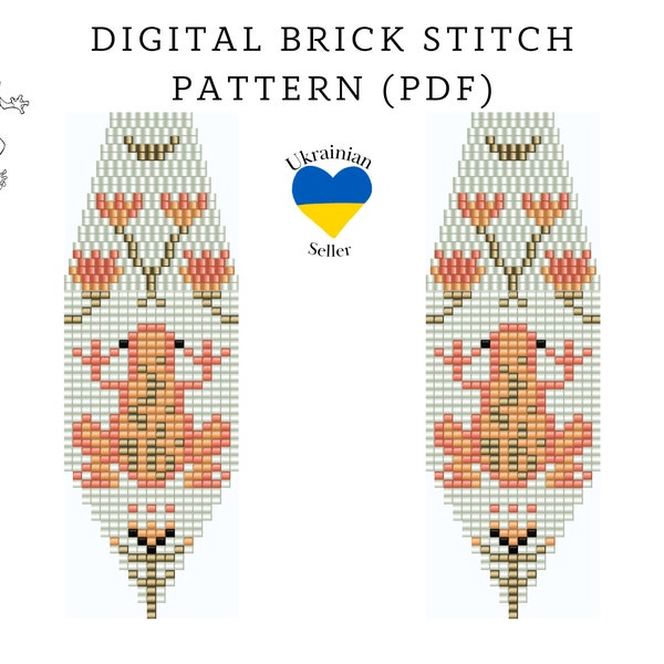 Frog bead earrings pattern pdf|moon brick stitch seed bead digital pattern|boho bead earrings|flower pdf pattern download|peyote scheme