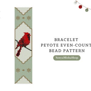 Weihnachtliches rotes Kardinal Perlenarmband Peyote Muster |Vogelgleich Peyote Muster |Weihnachtsperlenkette | festliche Perle