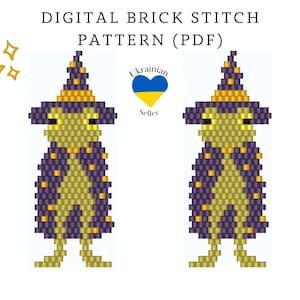 Patrón de pendientes de cuentas de Halloween (PDF) / Patrón digital de cuentas de puntada de ladrillo de rana mágica / Pendientes de cuentas de sapo / Patrón de otoño (descarga) / Esquema peyote