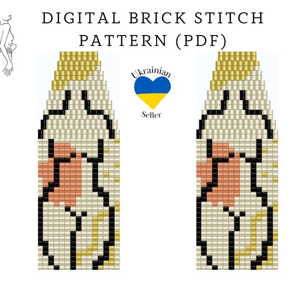 Abstract body bead earrings pattern pdf|boho brick stitch seed bead digital pattern|feminism bead earrings|pdf pattern download|peyote schem