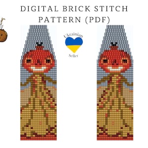 Halloween pumpkin bead earrings pattern pdf|fall brick stitch seed bead digital pattern|bead earring|pdf pattern download|peyote scheme
