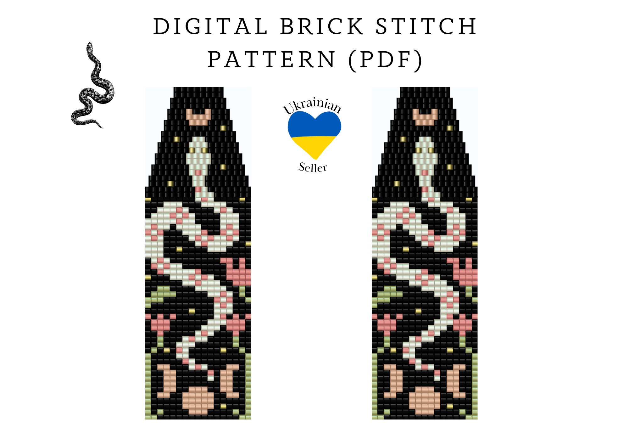 Flower Snake Bead Earrings Pattern Pdffolk Brick Stitch Seed Etsy