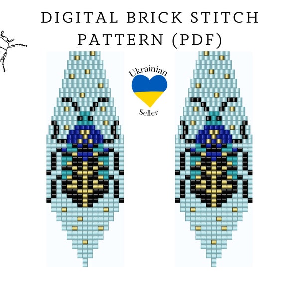 Beetle bead earrings pattern pdf|brick stitch seed bead digital pattern|boho bead earrings|pdf pattern download|Ukraine|citrus peyote scheme