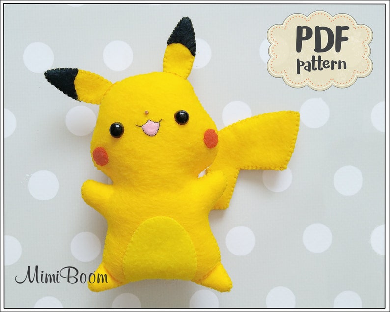 Pikachu Pattern Felt Pikachu Ornament Pattern Pokemon Pattern Etsy
