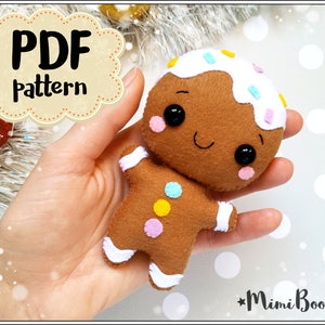 Felt pattern Gingerbread man - Felt pattern Christmas - Gingerbread pattern PDF - Christmas ornament pattern - Christmas gifts DIY