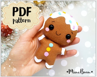 Felt pattern Gingerbread man - Felt pattern Christmas - Gingerbread pattern PDF - Christmas ornament pattern - Christmas gifts DIY