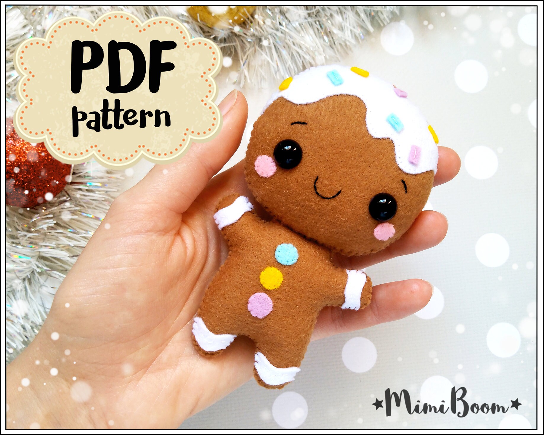 Gingerbread Man felt pattern Christmas pattern felt Etsy Gingerbread Man felt pattern Christmas pattern felt Etsy