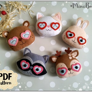 Cute animals in love Pattern Valentines day patterns felt pattern Valentines animals pattern felt ornament Love pattern felt Valentines day