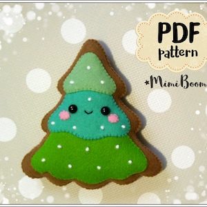 Gingerbread Christmas tree felt pattern Christmas tree Easy pattern felt Gingerbread pattern PDF Christmas tree ornament sewing patterns