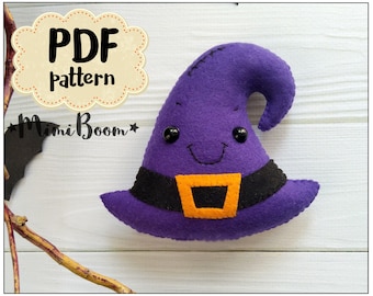 Halloween pattern witch's hat Halloween ornament tutorial witch hat Felt halloween pattern witch ornament Halloween plushies Easy pattern