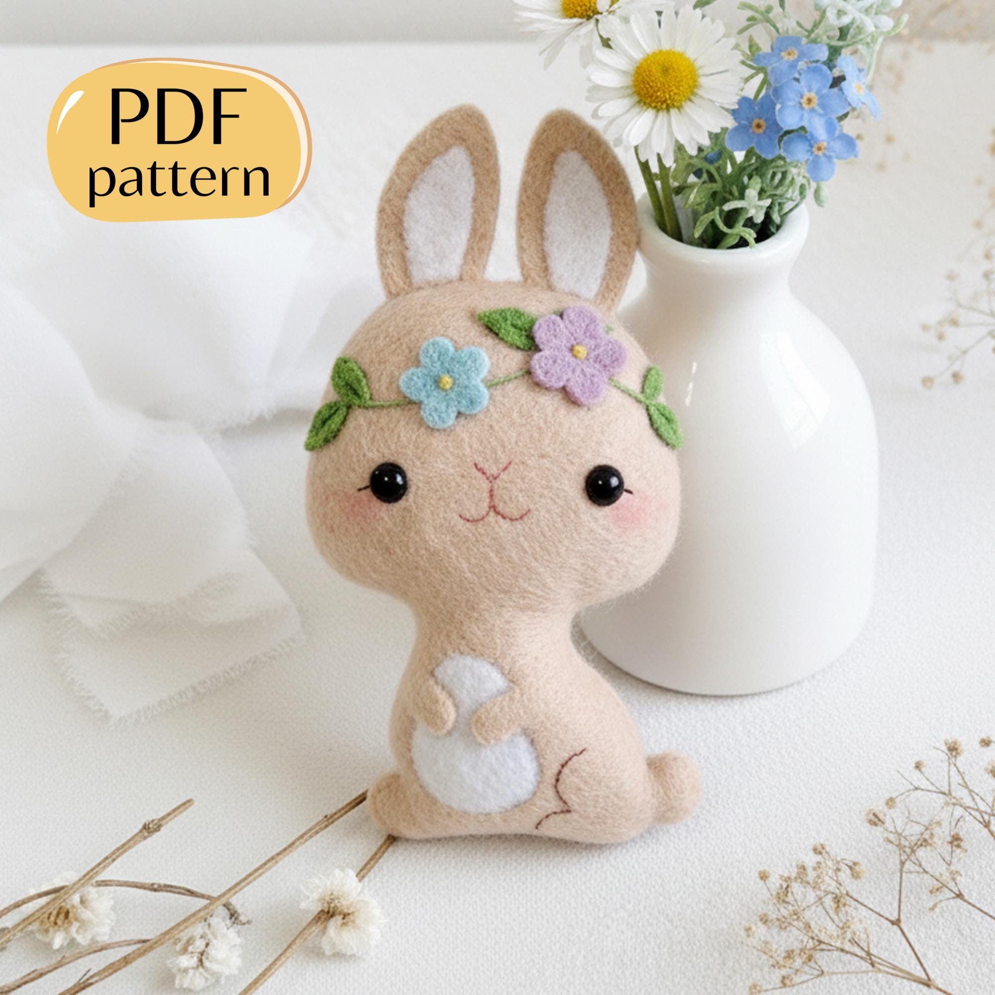 Easter Bunny Sewing Pattern PDF: Hand Sewn Felt Ornament, Cute Stuffed ...