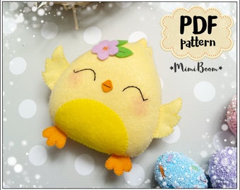 Cute Easter chick pattern Easter PDF pattern Easter chicken pattern PDF Easter bird ornament pattern Easy pattern PDF sewing tutorial Easter