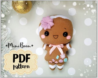 Sewing pattern Gingerbread Christmas ornament pattern Digital pattern Gingerbread plushie pattern