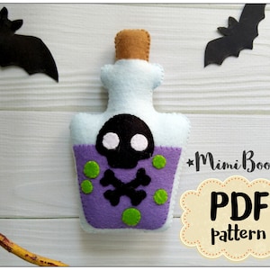 Halloween Poison pattern Halloween ornament tutorial Poison Felt halloween pattern Poison DIY ornament Halloween plushies Easy felt pattern