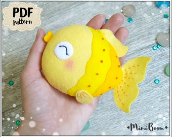 Felt pattern fish Cute ornament pattern Kawaii fish pattern PDF Ocean pattern Easy fish sewing tutorial Plushie pattern fish ornament sewing