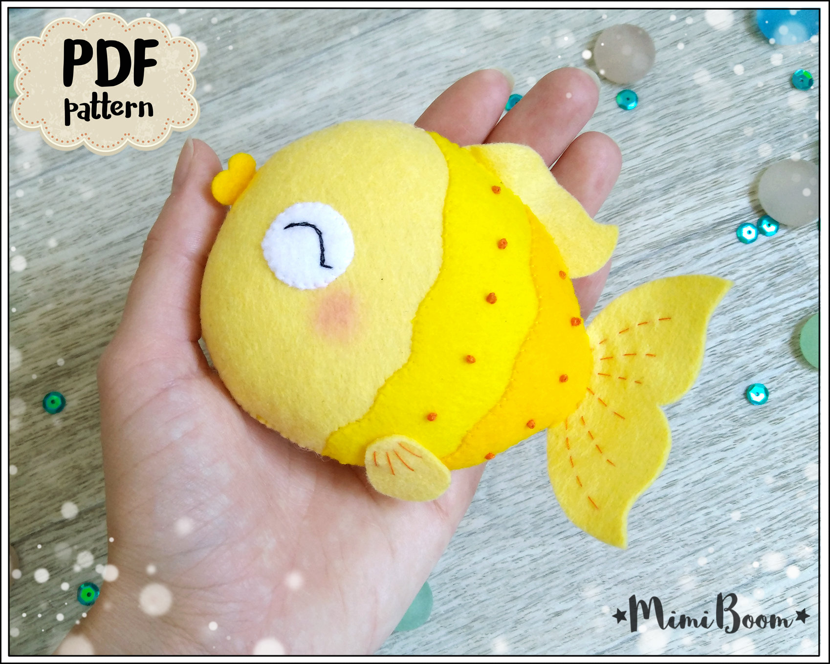 Felt Pattern Fish Cute Ornament Pattern Kawaii Fish Pattern Etsy