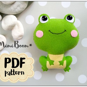 Felt frog pattern PDF tutoriall felt ornaments Frog sewing pattern DIY sewing plushies tutorial ornaments Baby mobile pattern felt